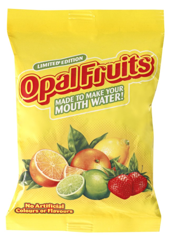 A packet of Opal Fruits which have returned to their original name. Makers Mars have returned Starburst to their original name - Opal Fruits - for a limited period in a move to publicise that the sweets now contain no artificial flavours or colourings.