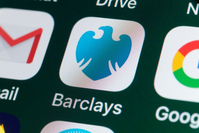Barclaybank, Gmail, Google Drive, and other Apps on iPhone screen
