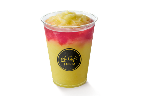 The new Frozen Cherry Lemonade from McDonald's on a white background