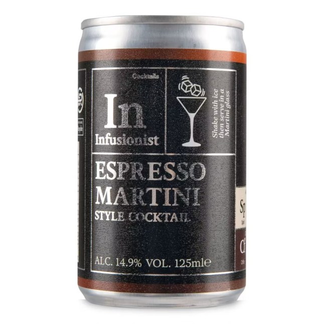 A can of Infusionist Espresso Martini from Aldi on a white background