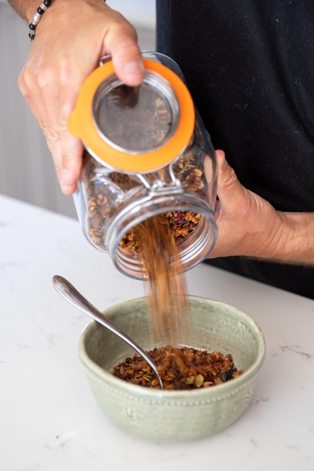 Metro - What's Cooking? Scott Harrison. Picture shows Scott's granola made using quinoa. 12th May 2025. PHOTOGRAPH BY DANIEL JONES 2025 +44 (0)7815 853503 info@danieljonesphotography.co.uk www.danieljonesphotography.co.uk