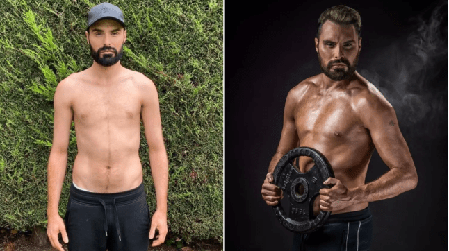 Rylan before his transformation (left) and after (right)